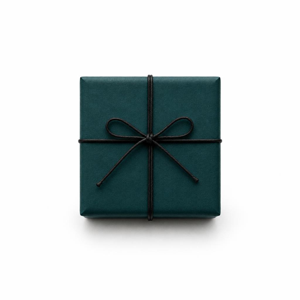 Caja de regalo verde con cordón negro