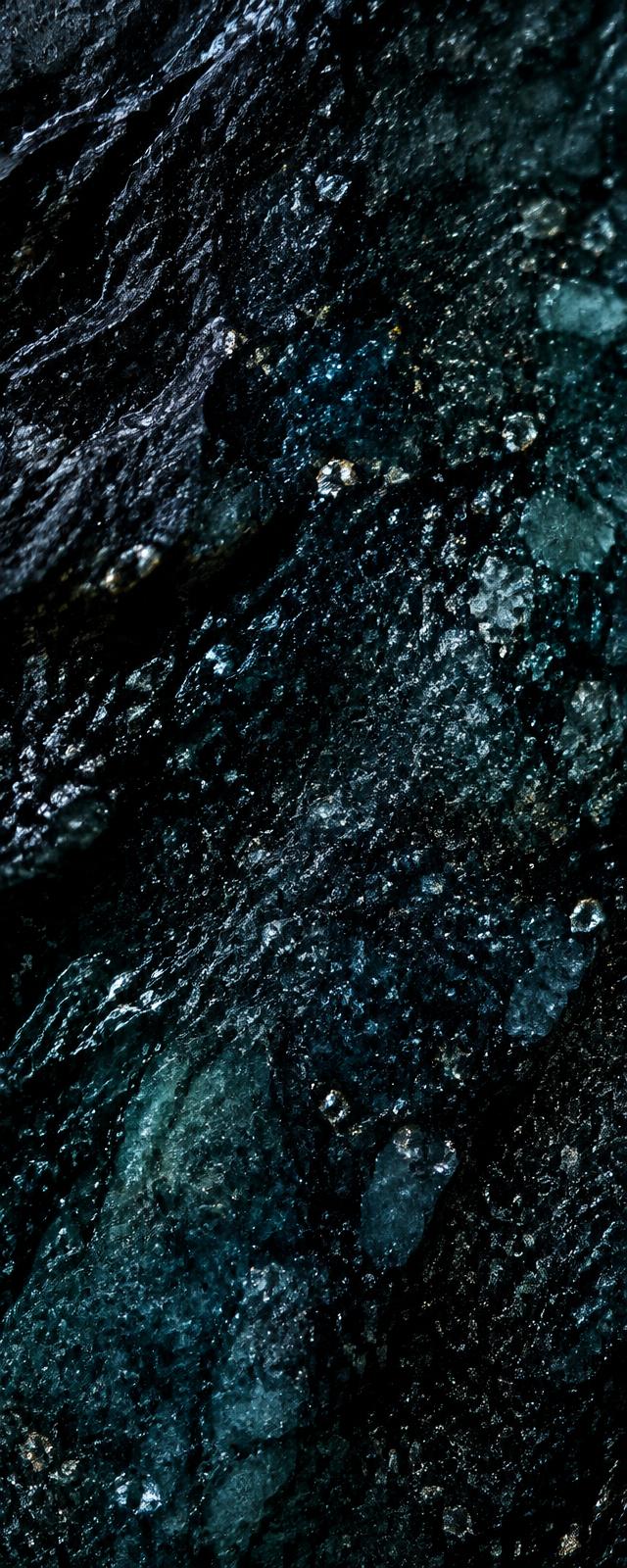 Piedra mineral oscura con destellos